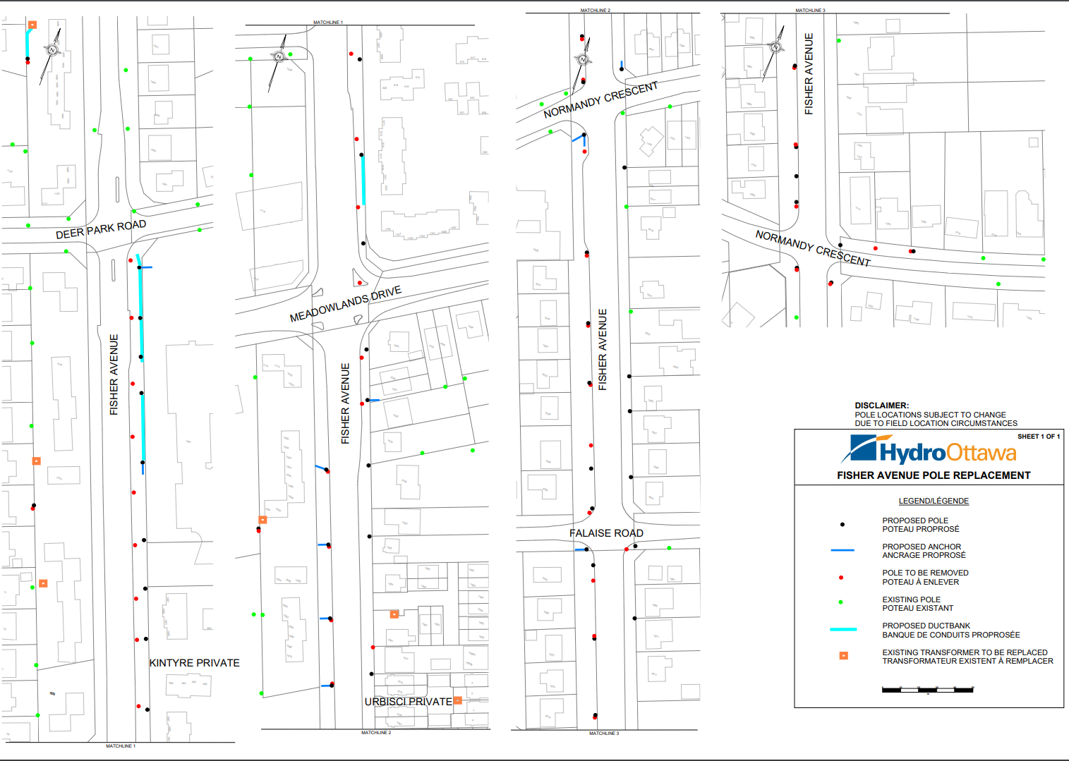 Map for Fisher Avenue Pole Replacement Project
