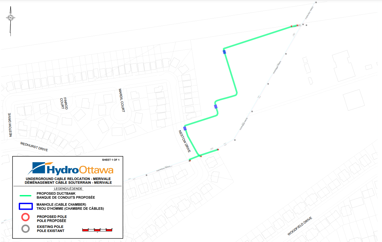 Map of Hydro Ottawa's component of the Merivale Transformer Station modernization project