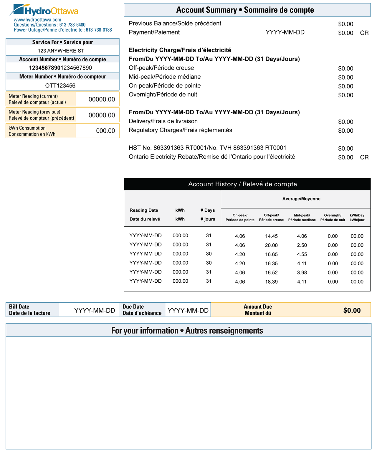 Top of Residential Bill for TOU