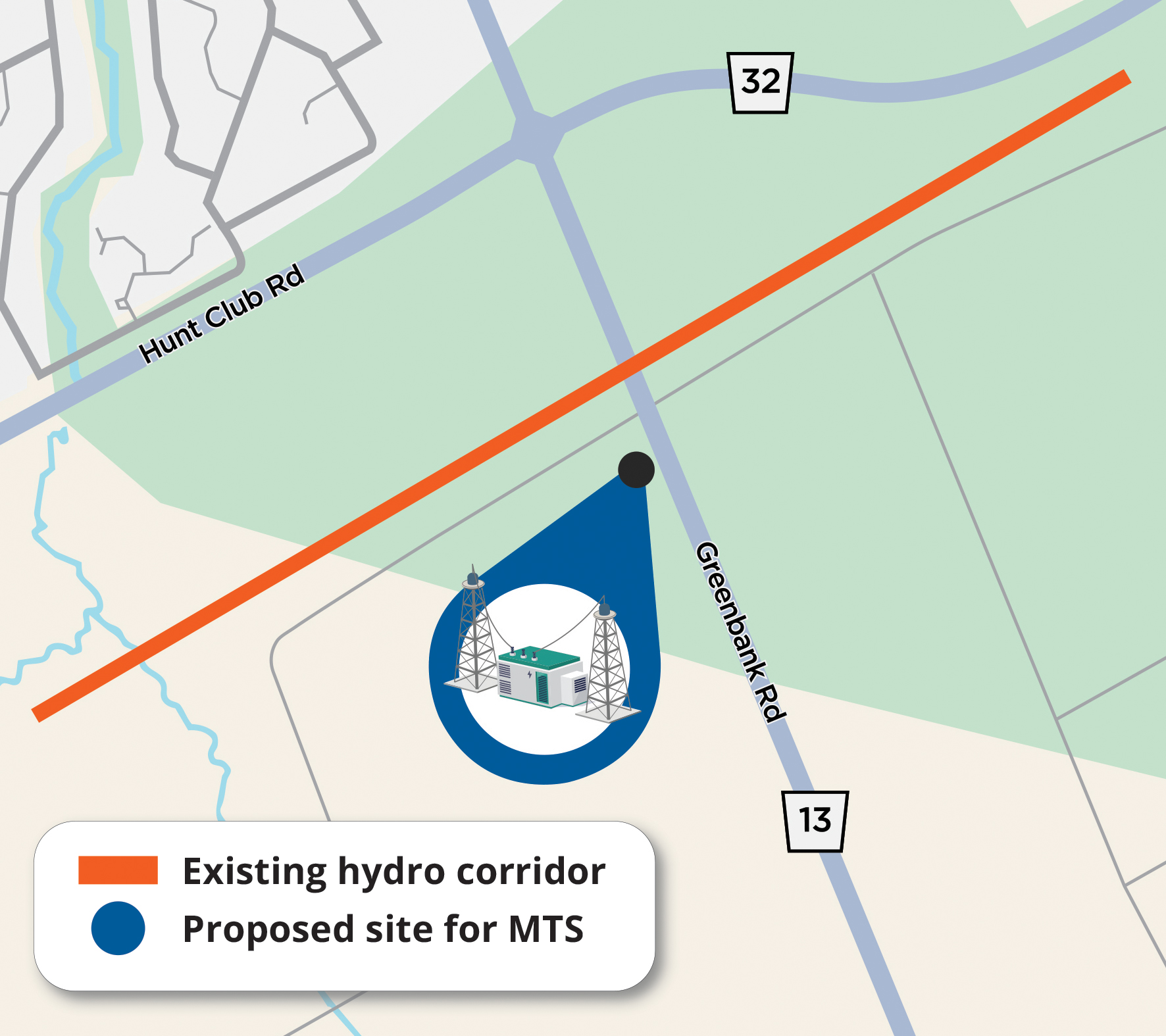 Area map for proposed Greenbank station - English
