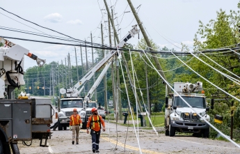 Hydro crews assessing damage to hydro poles on May 24