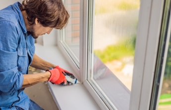 Person sealing window