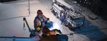 Crews working in winter